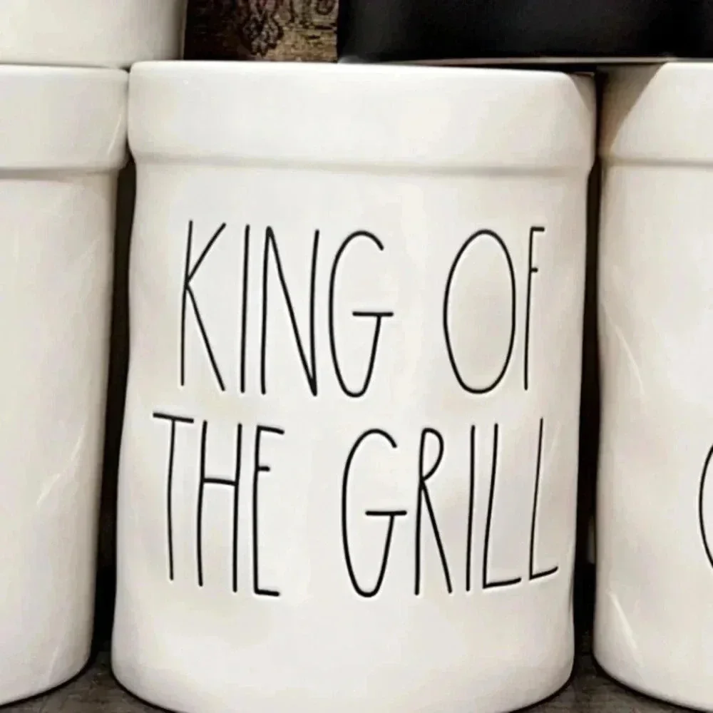 ‼️SALE‼️ Rae Dunn Collection Kitchen Utensil Holder/Crock KING OF THE GRILL